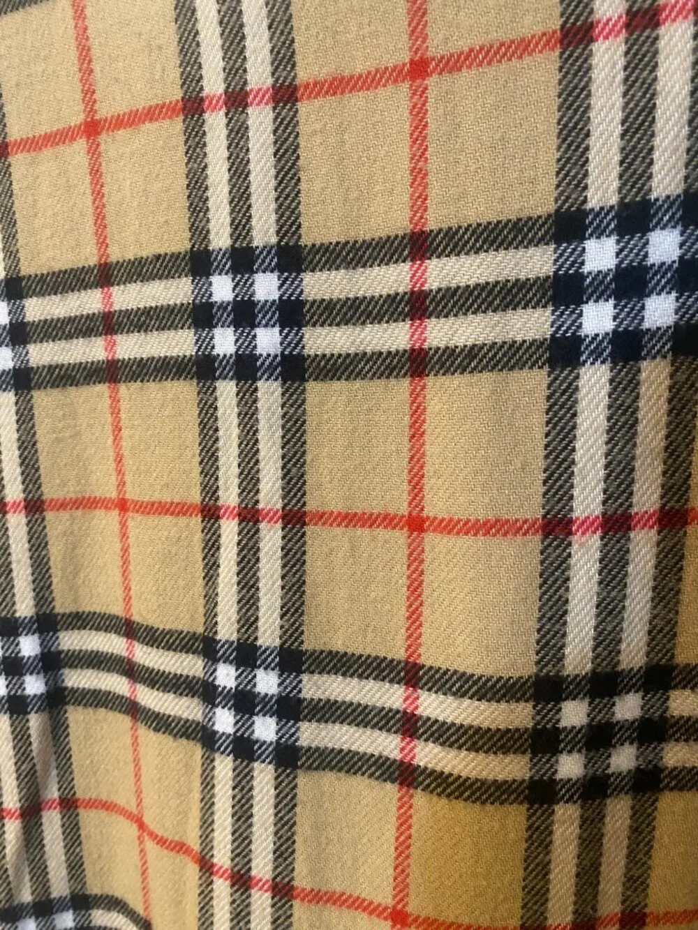 Burberry 100% Cashmere Nova Check Plaid Fringe Scarf England
